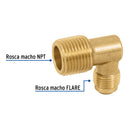 Codo Terminal para Gas 3/8" Flare x 1/2" NPT Foset