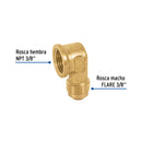 Codo Campana para Gas 3/8" Flare x 3/8" NPT Foset
