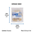 Codo Campana para Gas 3/8" Flare x 1/2" NPT (10 mm Flare x 13 mm NPT) Foset