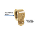 Codo Campana para Gas 3/8" Flare x 1/2" NPT (10 mm Flare x 13 mm NPT) Foset