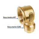 Codo Campana para Gas 1/2" Flare x 1/2" NPT (13 mm Flare x 13 mm NPT) Foset