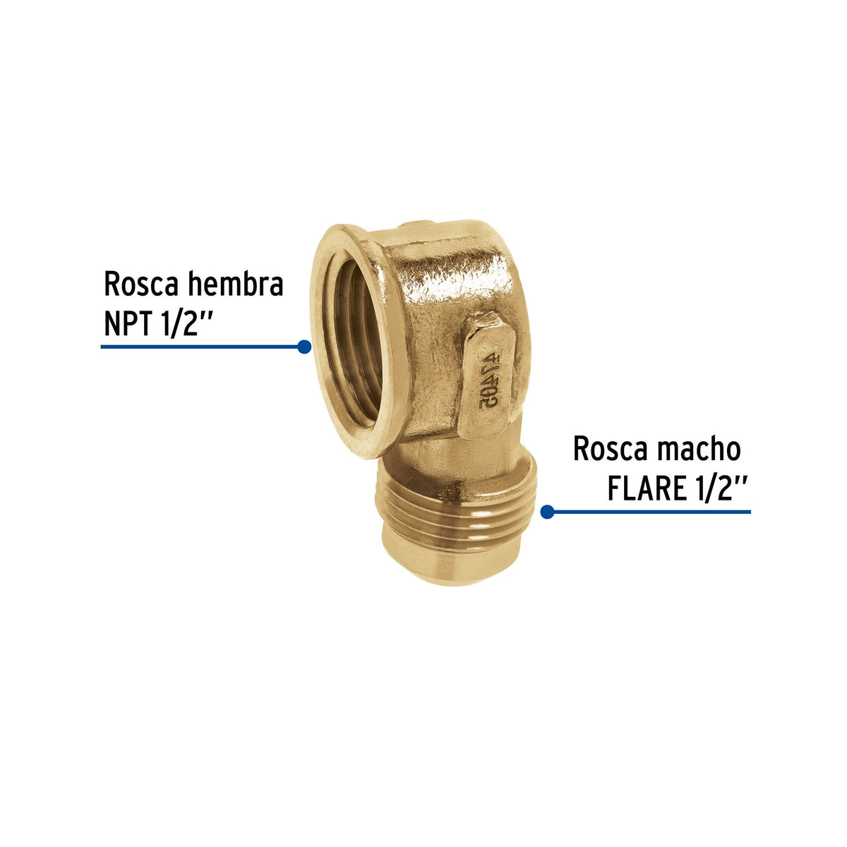Codo Campana para Gas 1/2" Flare x 1/2" NPT Foset