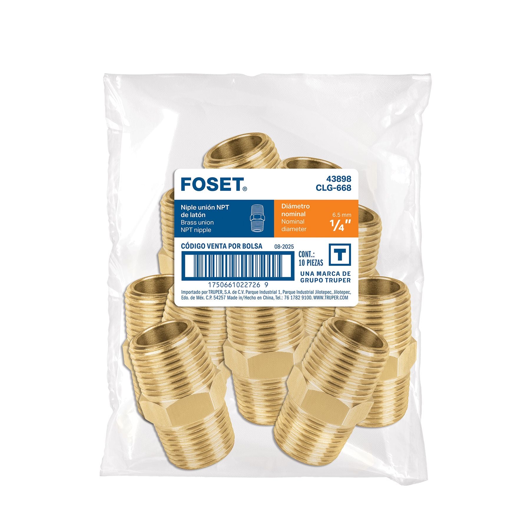 Niple Union para Gas 1/4" NPT X 1/4" NPT Foset
