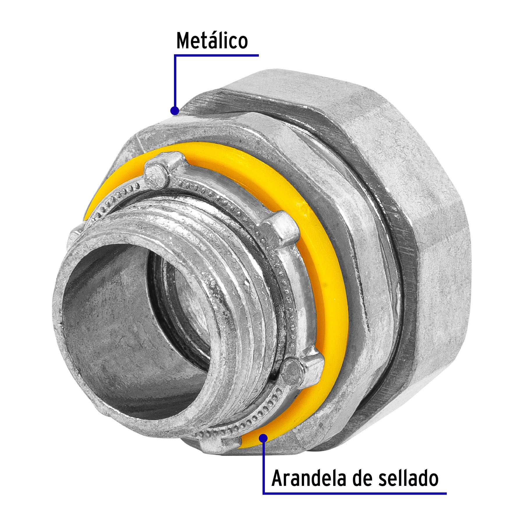 Conector Recto Liquid Tight  1/2" (13 mm) Volteck