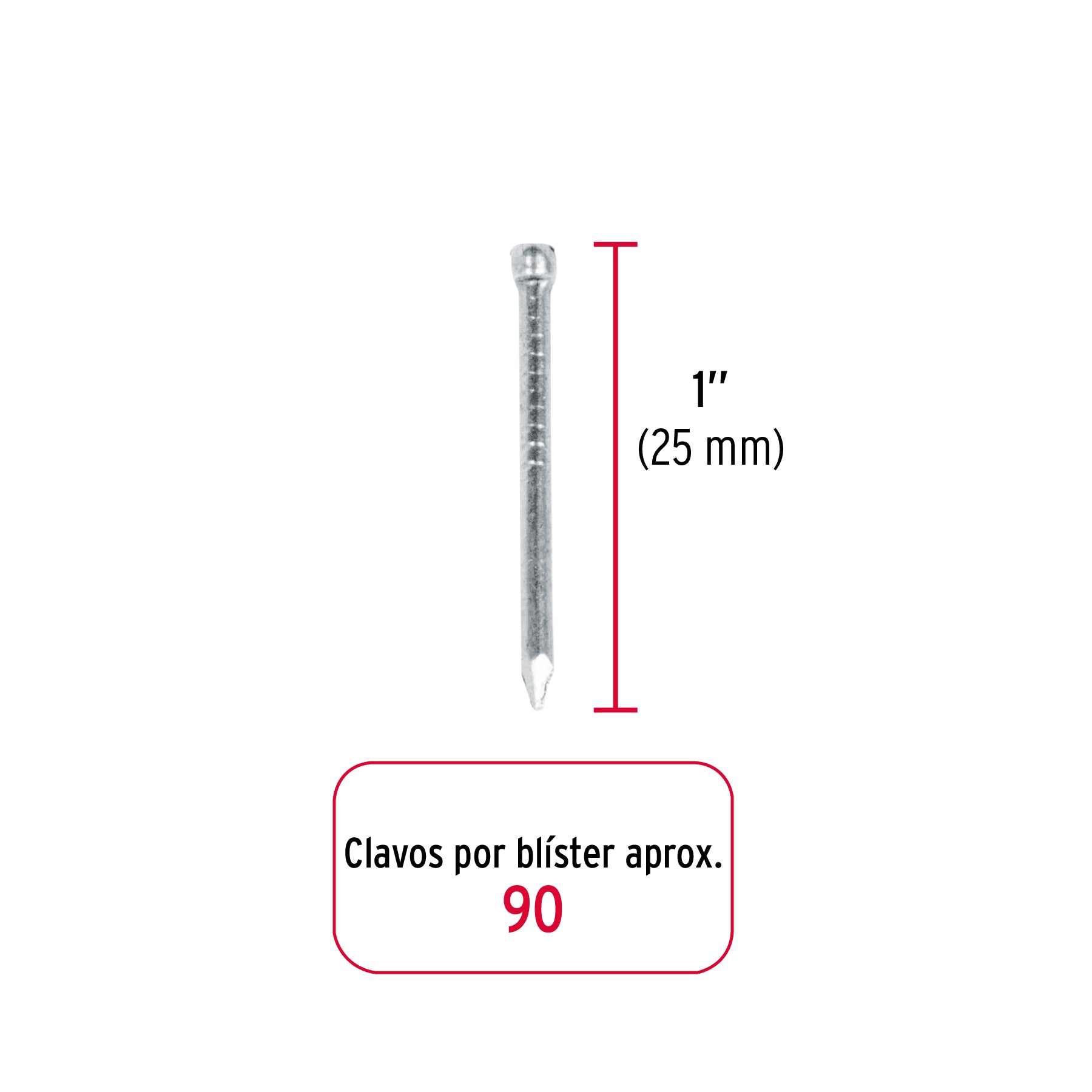 Blister Clavo sin Cabeza Standard 1" (25 mm) Fiero 90 Piezas