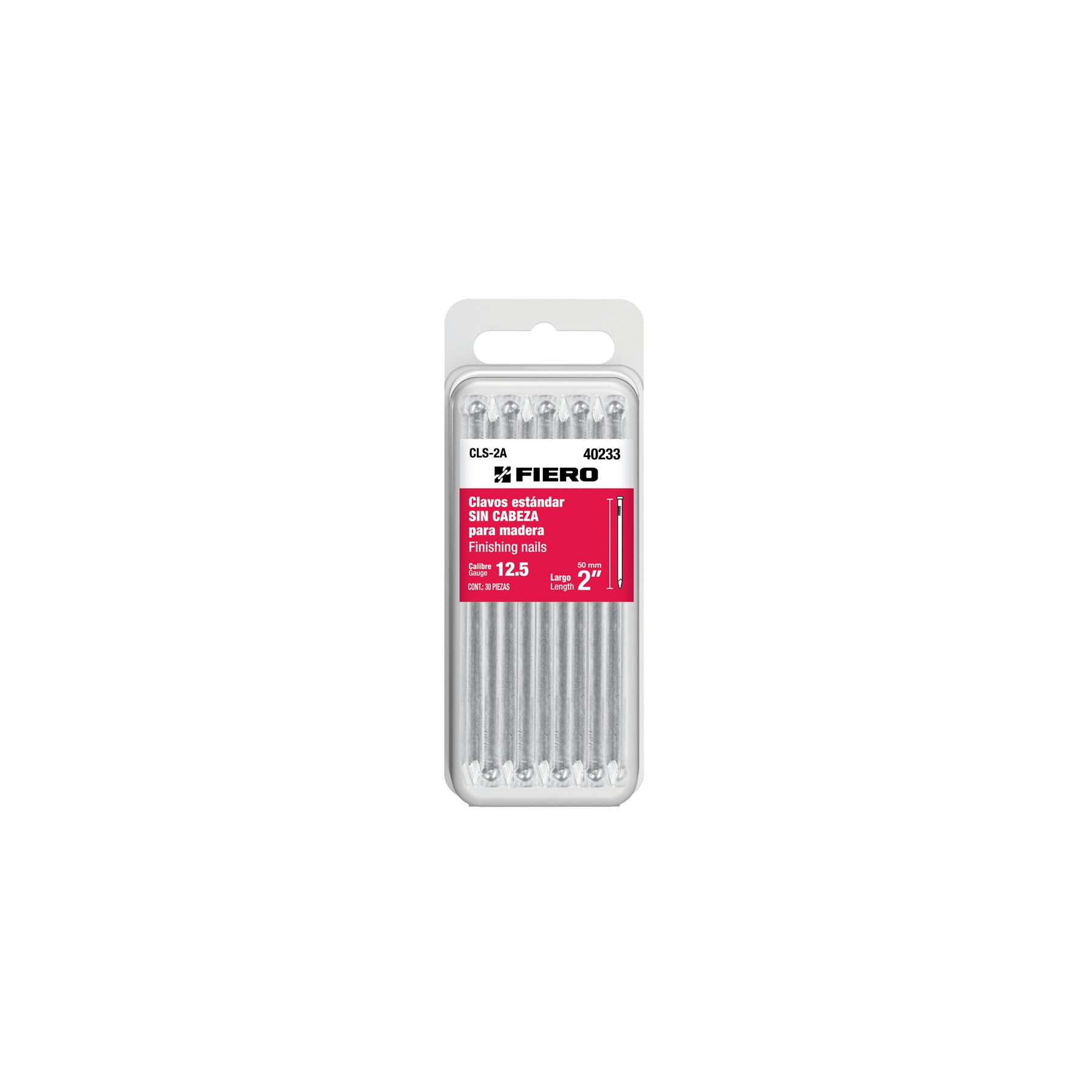 Blister Clavo sin Cabeza Standard 2" (50 mm) Fiero 30 Piezas