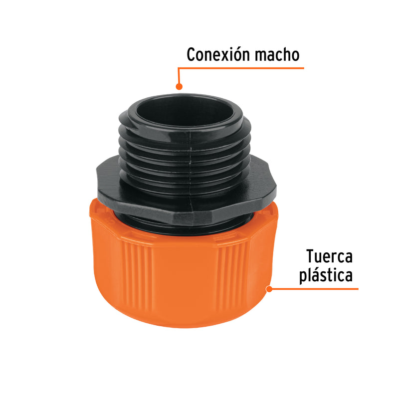 Conector para Manguera Macho de ABS 1/2" Truper