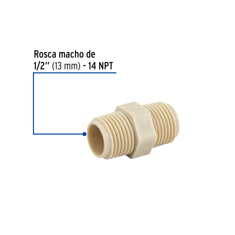 Niple Corrido de Polipropileno 1/2" (13 mm) Foset