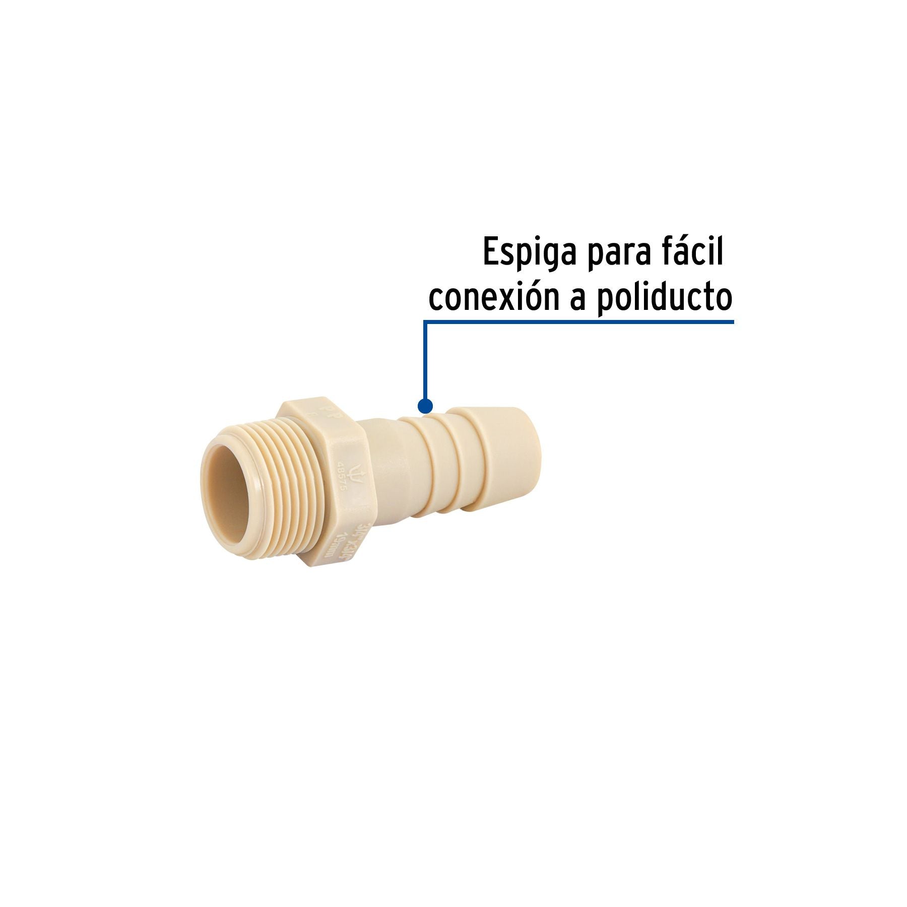 Conector Exterior Espiga de Polipropileno  3/4" X 3/4"