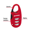 Candado Maletero de Combinacion 25 mm Rojo Hermex