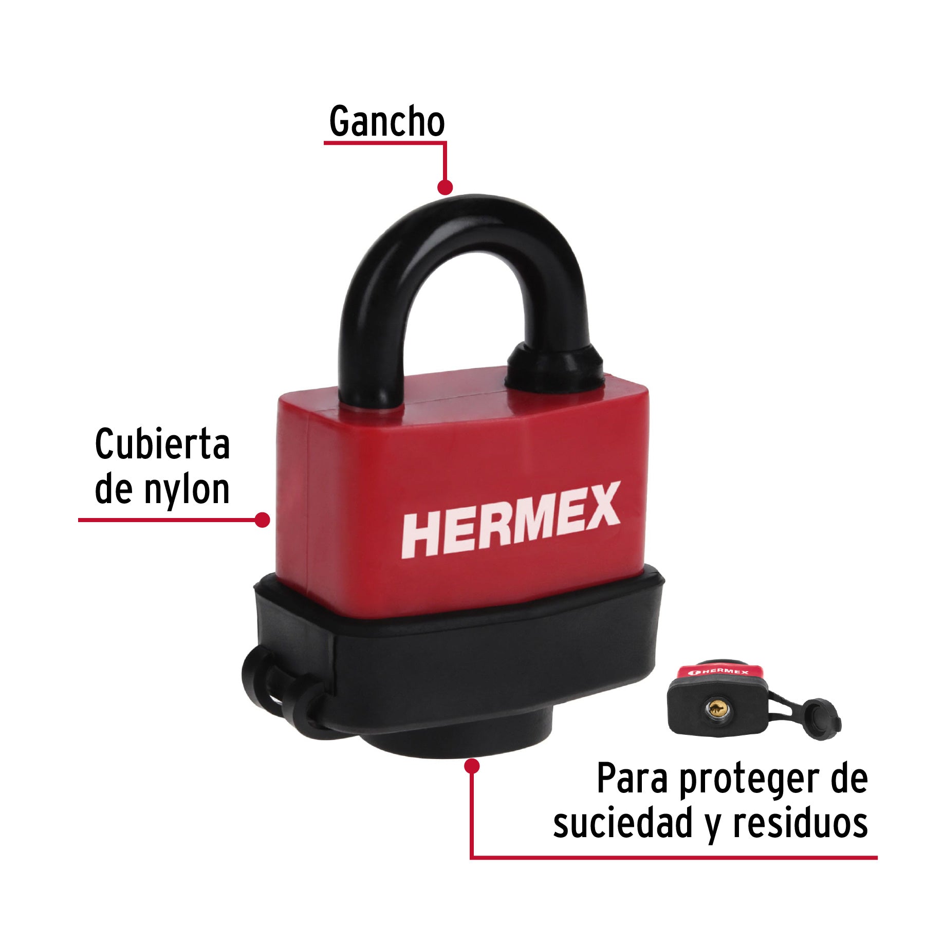 Candado Laminado 50 mm Recubierto de Plastico Hermex