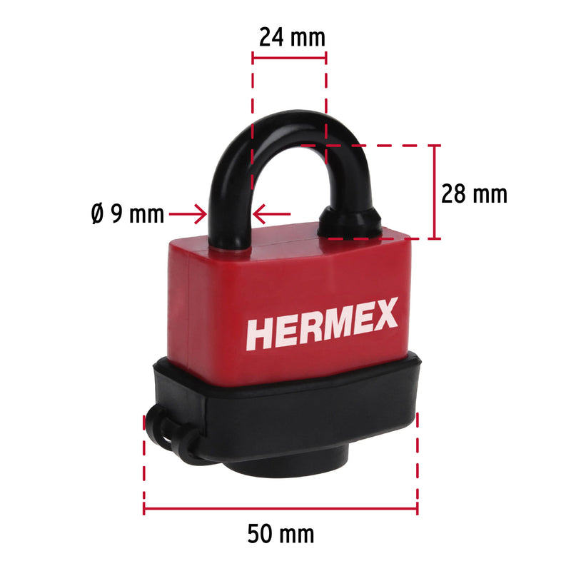 Candado Laminado 50 mm Recubierto de Plastico Hermex