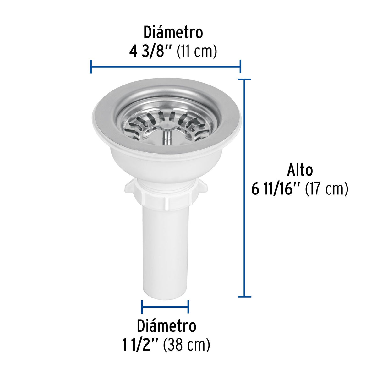 Contracanasta Fregadero Acero Inoxidable Tubo Plastico Instala-Facil FOSET