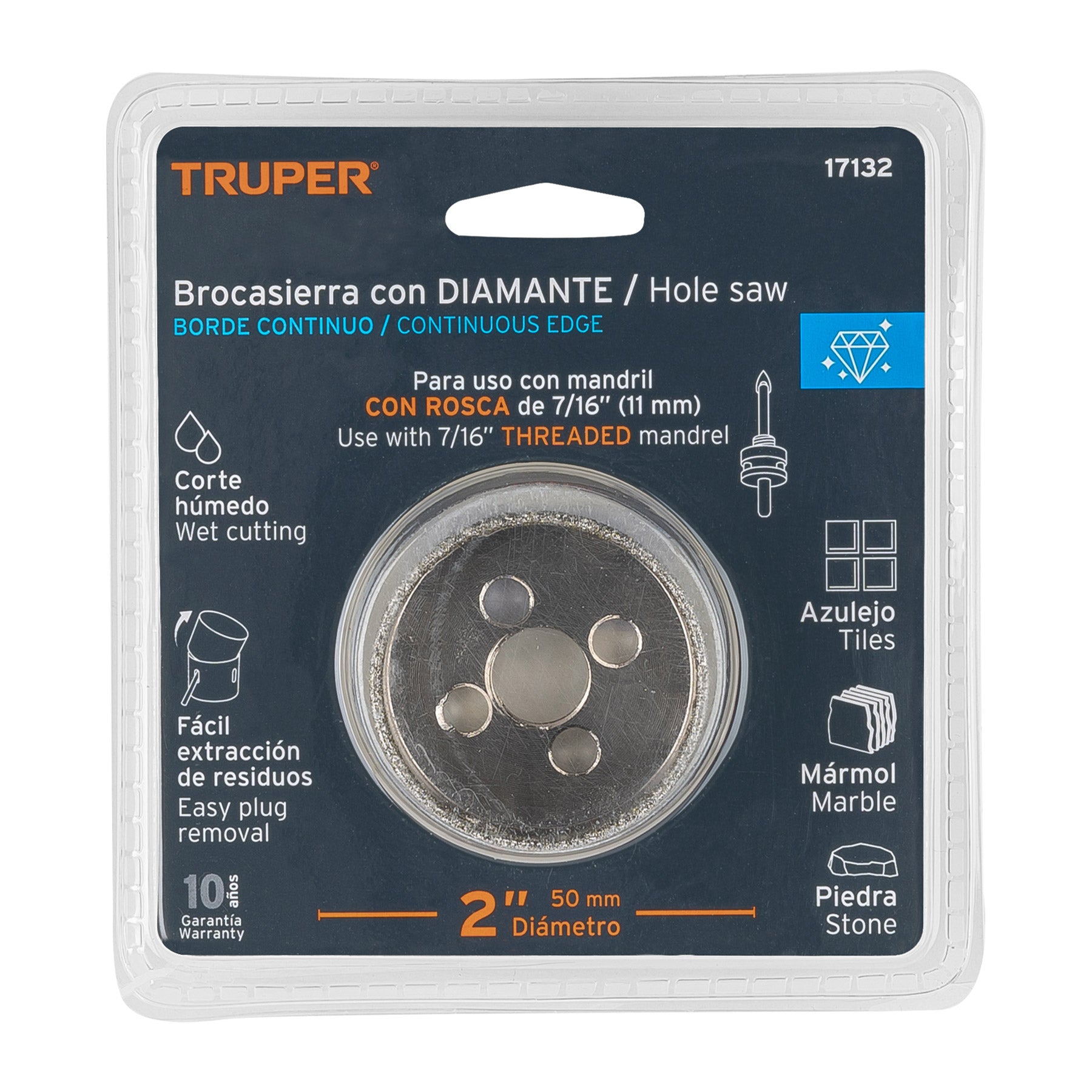 Cortacirculo Diamante Borde Continuo Truper 2" (50 mm)