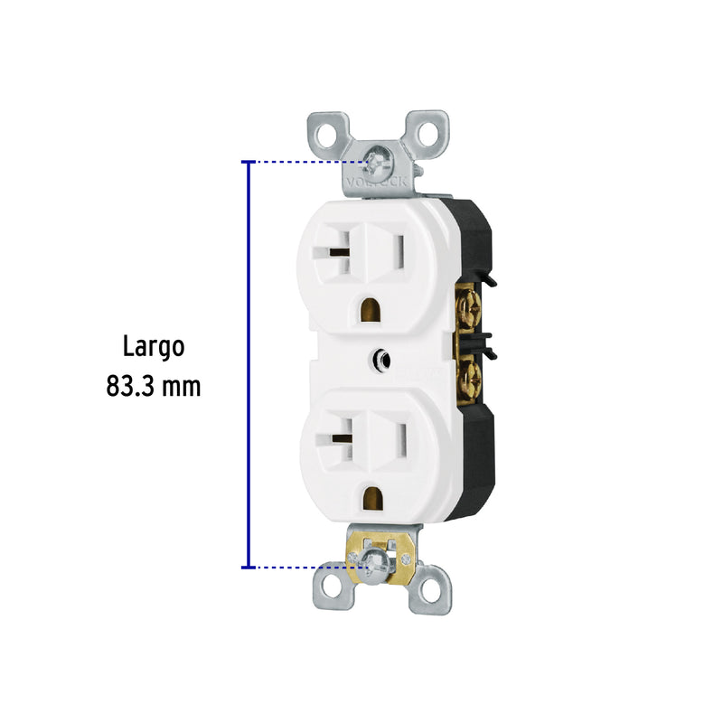 Contacto Duplex 2P + T Blanco 20 A Volteck