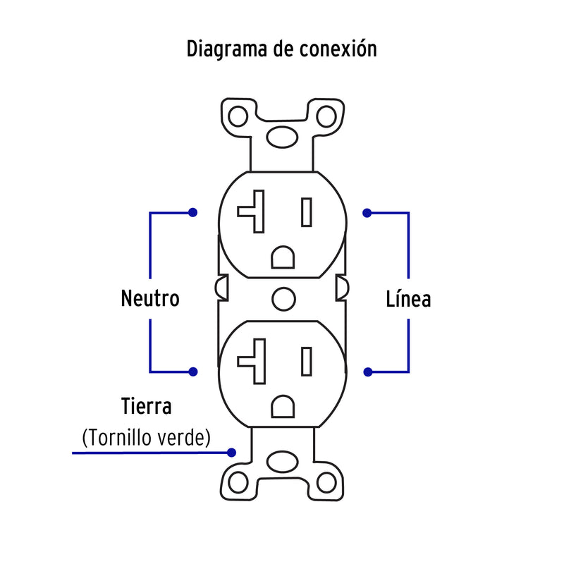 Contacto Duplex 2P + T Blanco 20 A Volteck