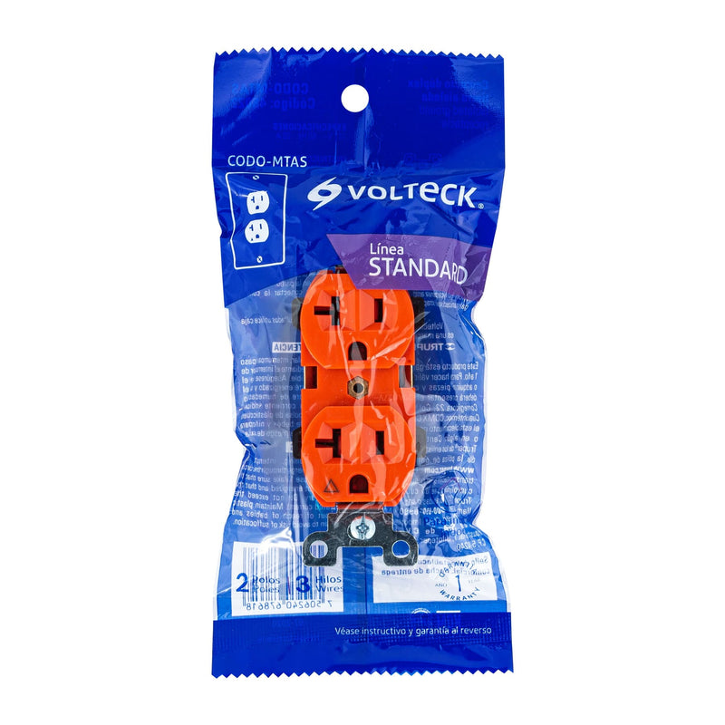 Contacto Duplex 2P + T Naranja 20 A Volteck