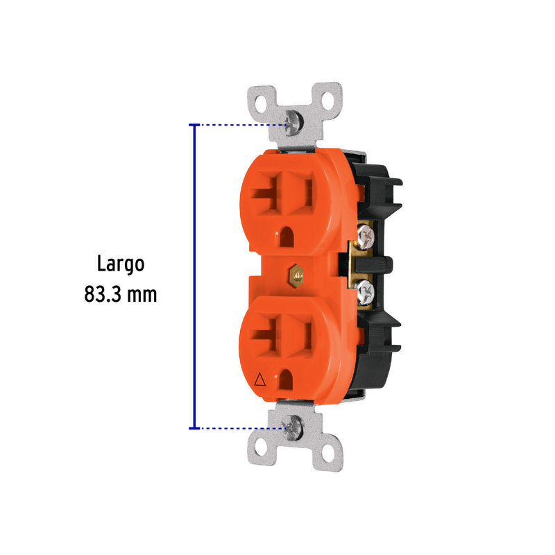 Contacto Duplex 2P + T Naranja 20 A Volteck