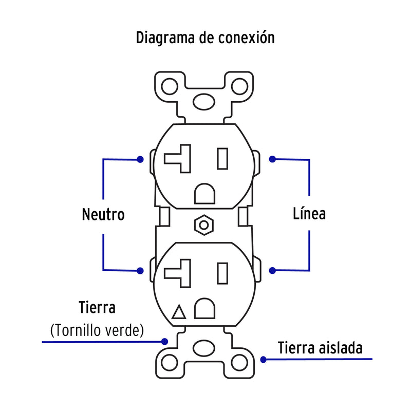 Contacto Duplex 2P + T Naranja 20 A Volteck