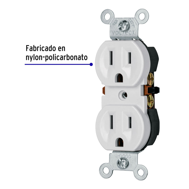 Contacto Duplex 2P + T Blanco Volteck