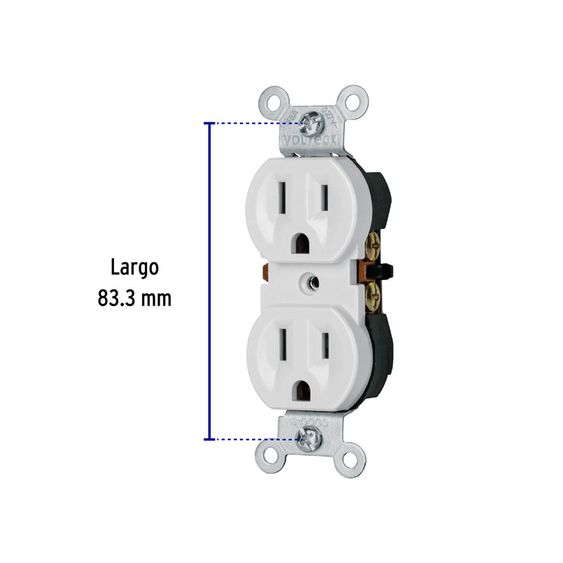 Contacto Duplex 2P + T Blanco Volteck