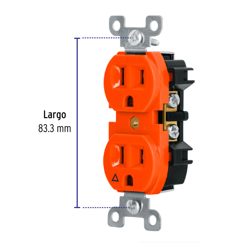 Contacto Duplex 2P + T Naranja 15 A Volteck