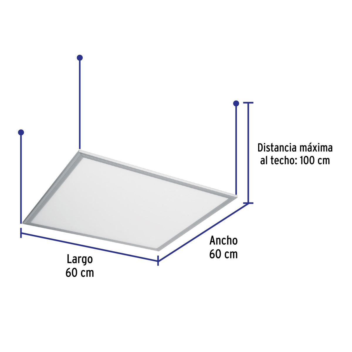 Panel LED 45 W 6,500 K 60 x 60 cm Empotrable/Colgante VOLTECK