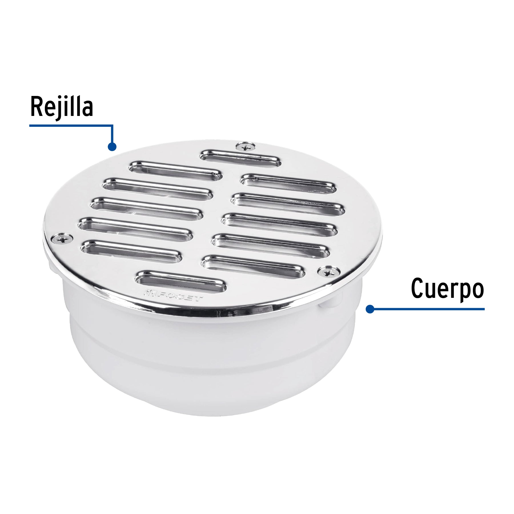 Coladera PVC Sanitario Universal con Tornillos Foset