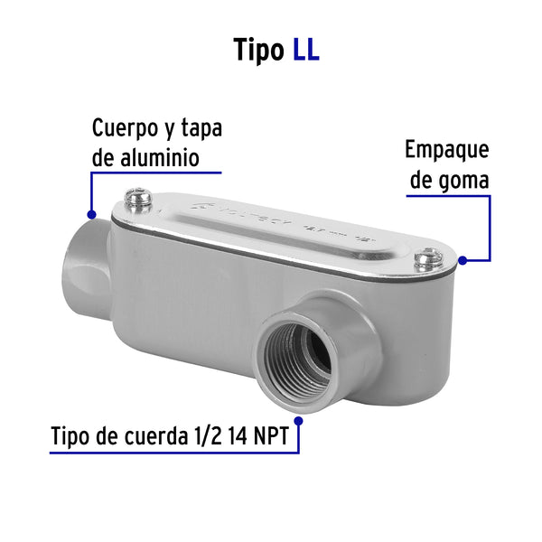 Condulet Tipo LL 1/2" (13 mm) Volteck