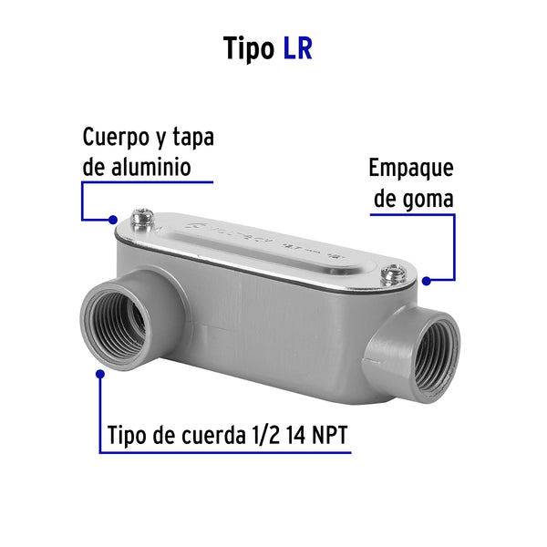 Condulet Tipo LR 1/2" (13 mm) Volteck