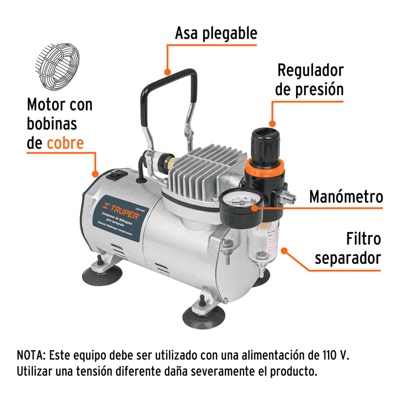 Compresor de Diafragma para Aerografo Truper