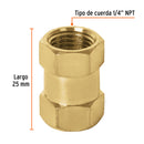 Cople de Laton 1/4" Cuerda NPT Truper