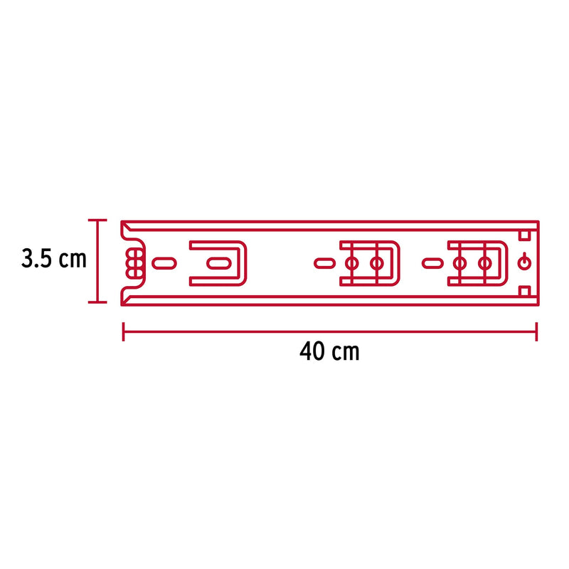 Correderas de Extension Total Ancho 3.5 cm Fiero Largo 40 cm