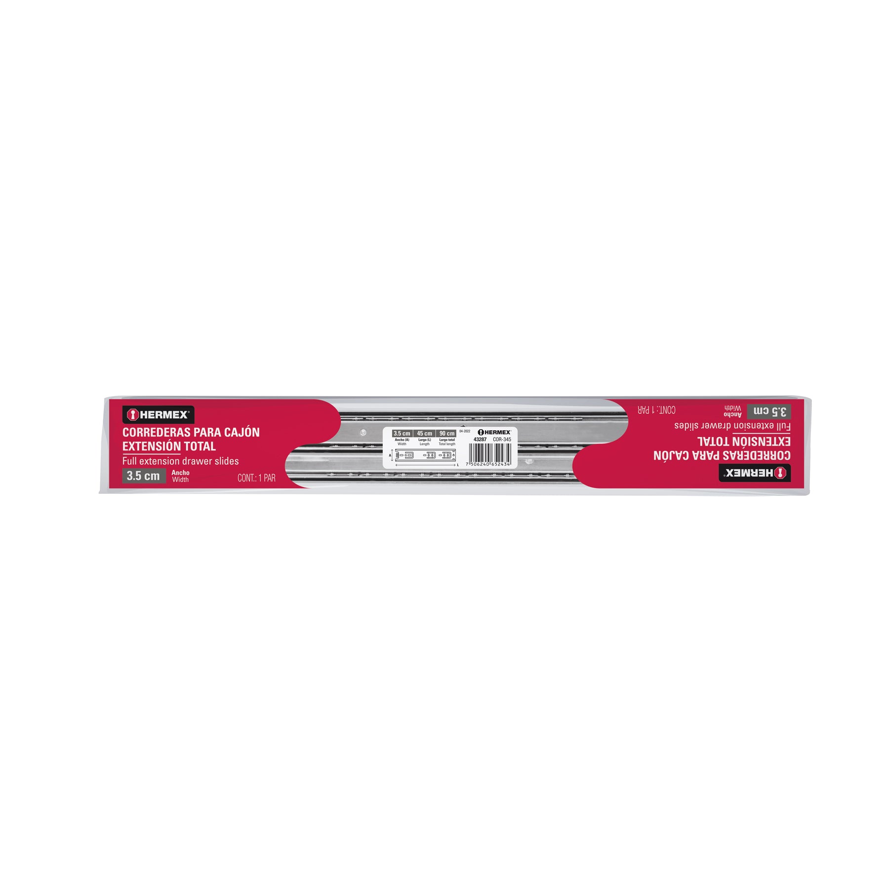Correderas de Extension Total Ancho 3.5 cm Fiero Largo 45 cm