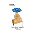 Valvula Compuerta WOG 150 PSI Foset Soldable 1" (25 mm)