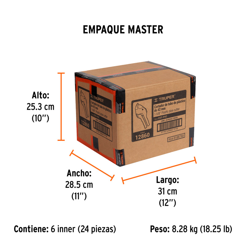 Cortador de Tubo de Plastico Capacidad de Corte 1"5/8 Truper