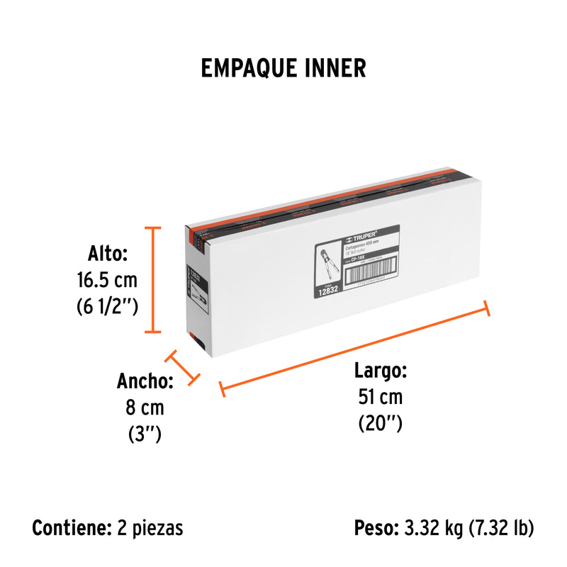 Cortapernos Profesional Truper 18" (45 cm)