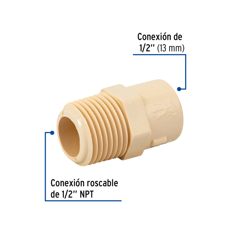 Conector Exterior CPVC Hidroflow 1/2" (13 mm)