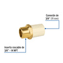 Conector Exterior CPVC con Inserto Metalico Hidroflow 3/4" (19 mm)