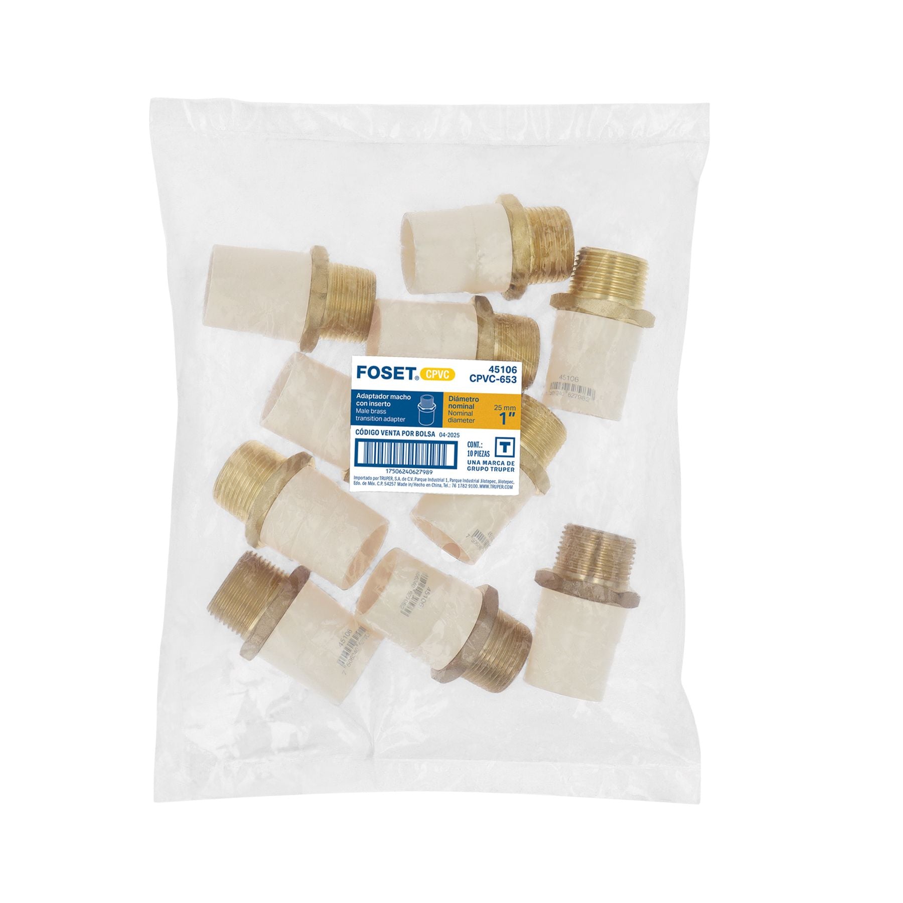 Conector Exterior CPVC Inserto Laton FOSET 1"