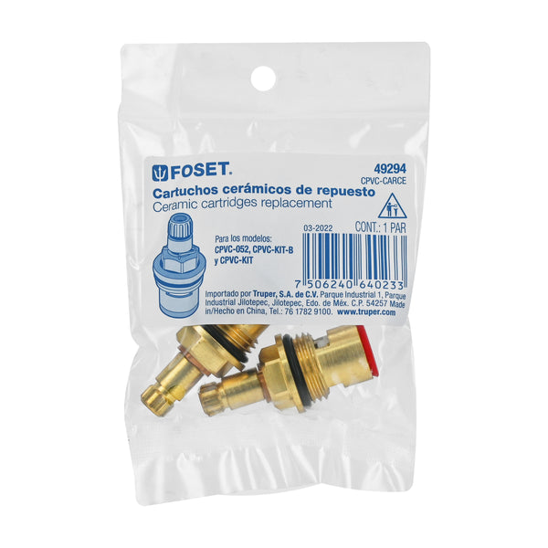 Juego de 2 Cartuchos Ceramicos para Llaves de Empotrar de CPVC Foset