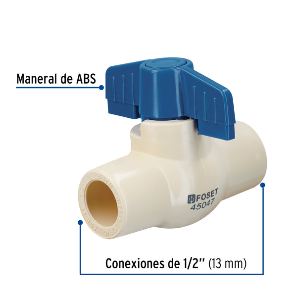 Valvula Esfera CPVC Cementar Hidroflow 1/2" (13 mm)