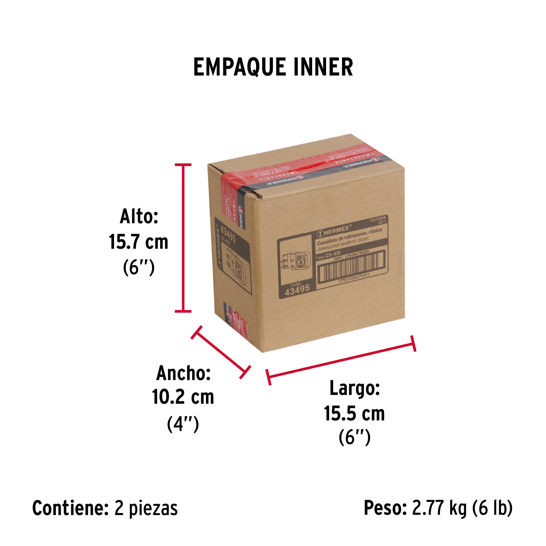 Cerradura de Sobreponer Puerta Corrediza Clasica Izquierda Hermex