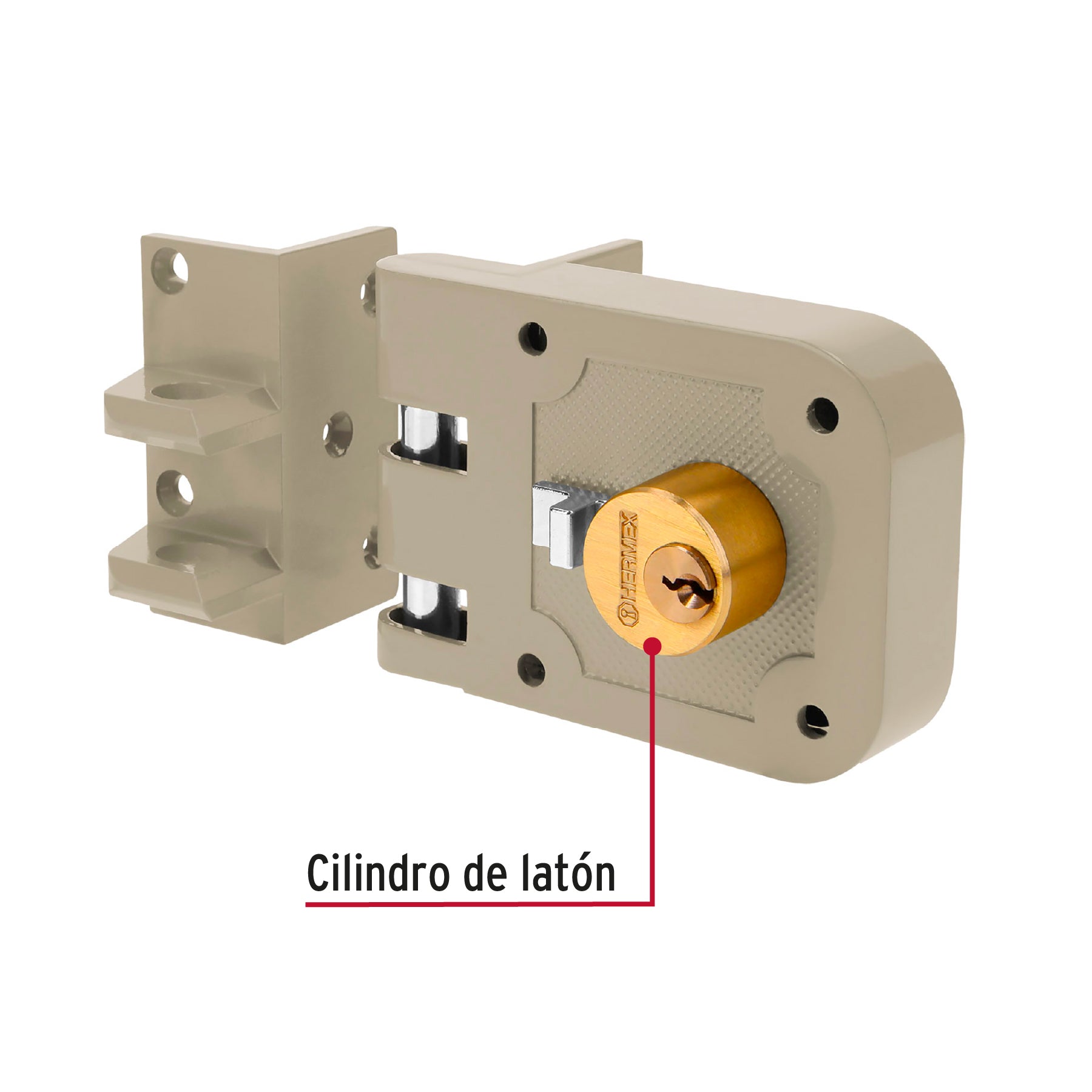 Cerradura de Sobreponer Puerta Corrediza Clasica Izquierda Hermex