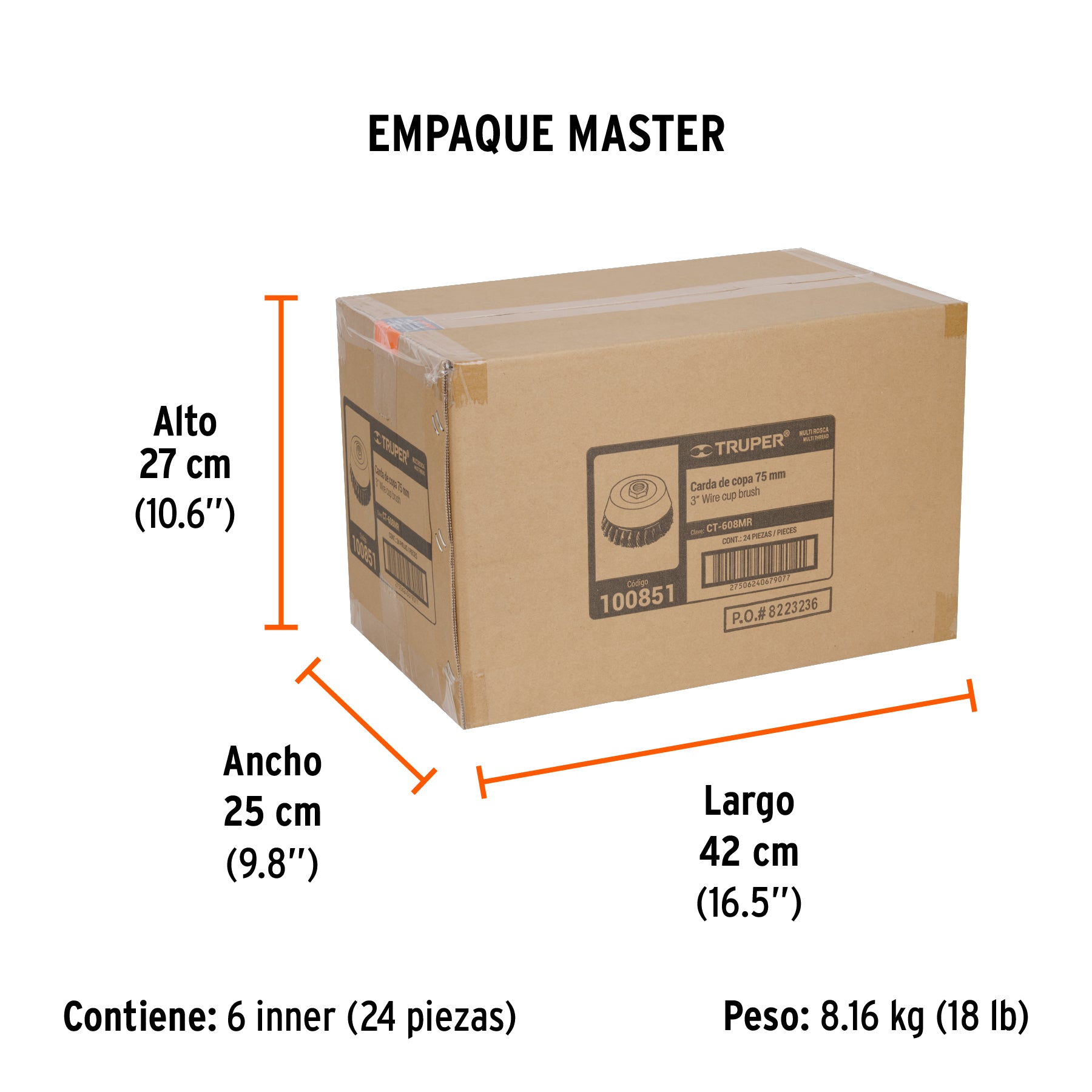 Carda Copa Alambre Trenzado Fino Multi-Rosca Truper 3"