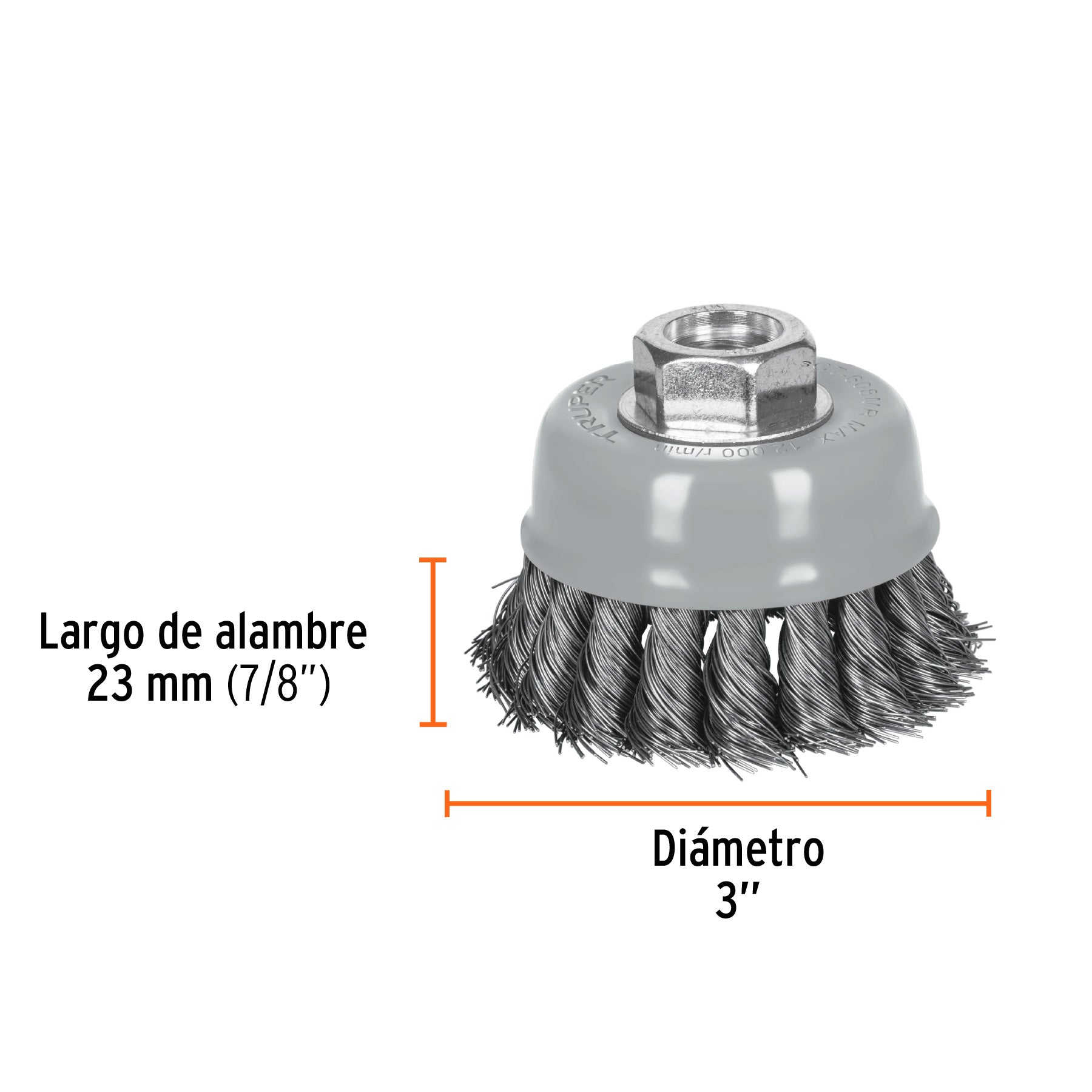 Carda Copa Alambre Trenzado Fino Multi-Rosca Truper 3"
