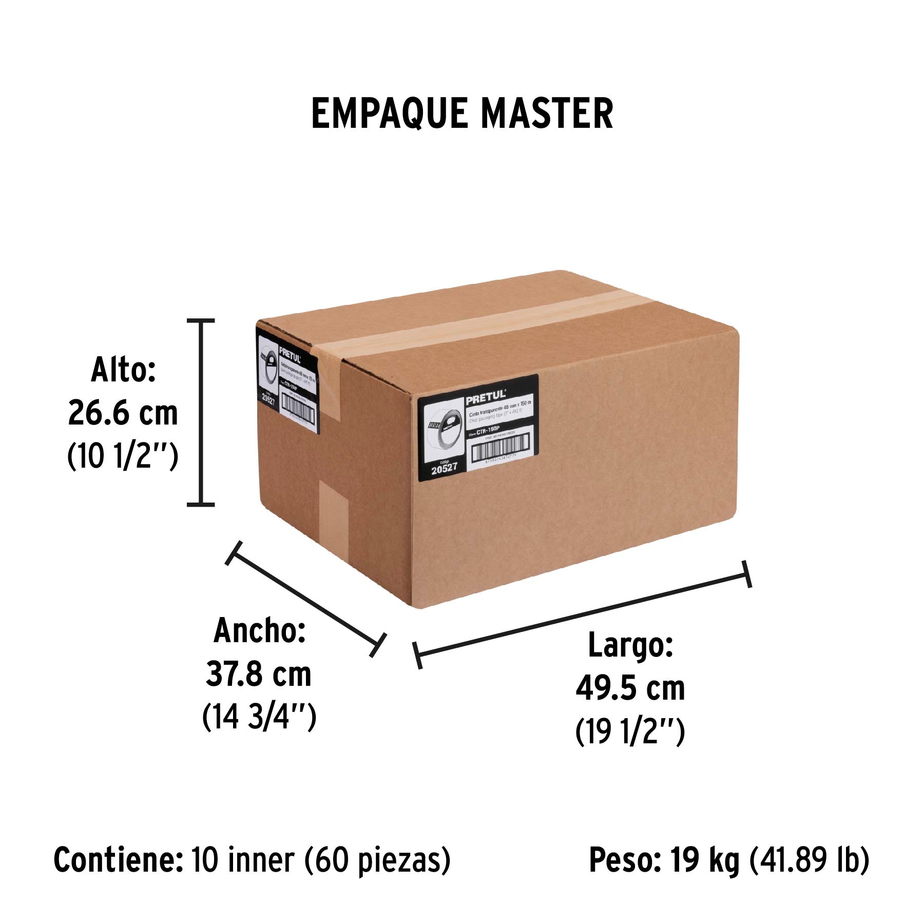 Cinta de Empaque Transparente 48 mm X 150 mts Pretul
