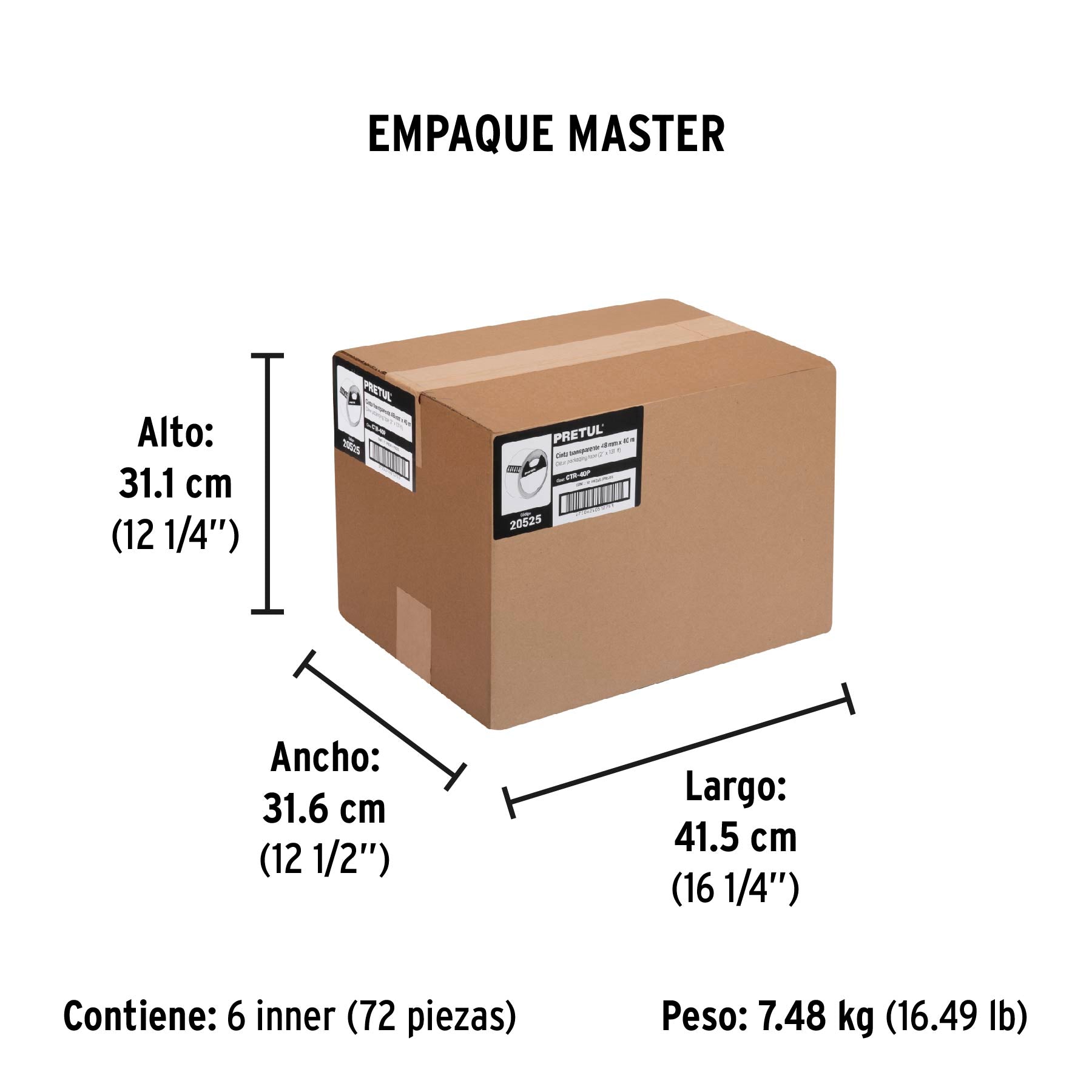 Cinta de Empaque Transparente 48 mm X  40 mts Pretul