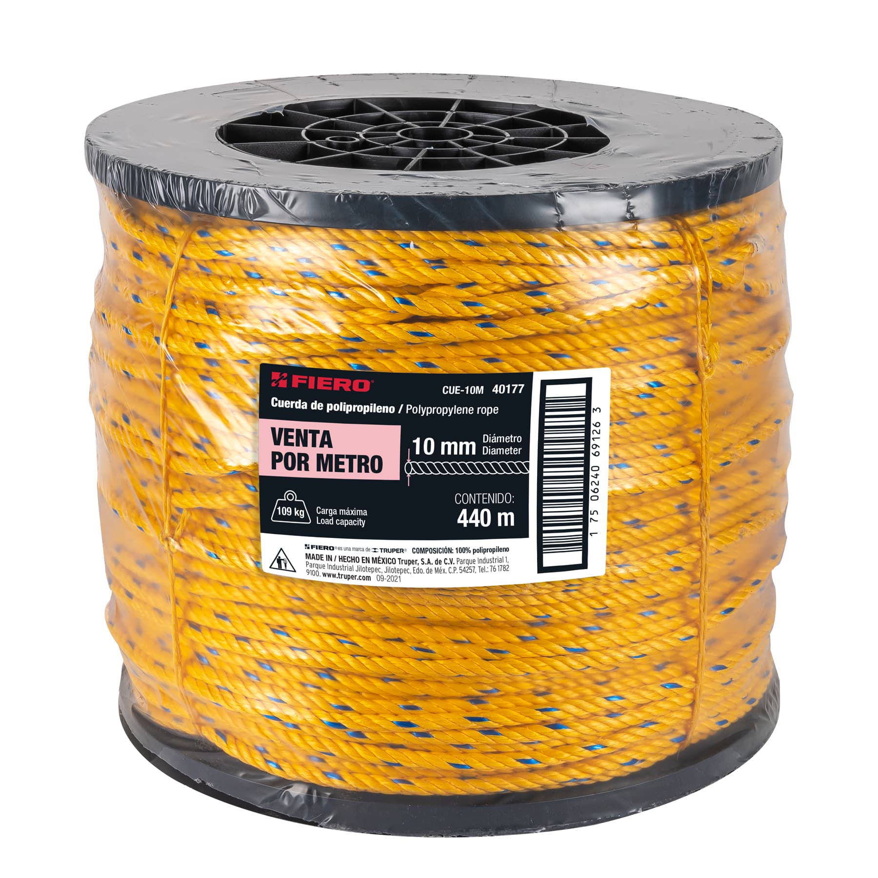 Cuerda de Polipropileno 3/8" (10 mm) Fiero Carrete 440 Metros