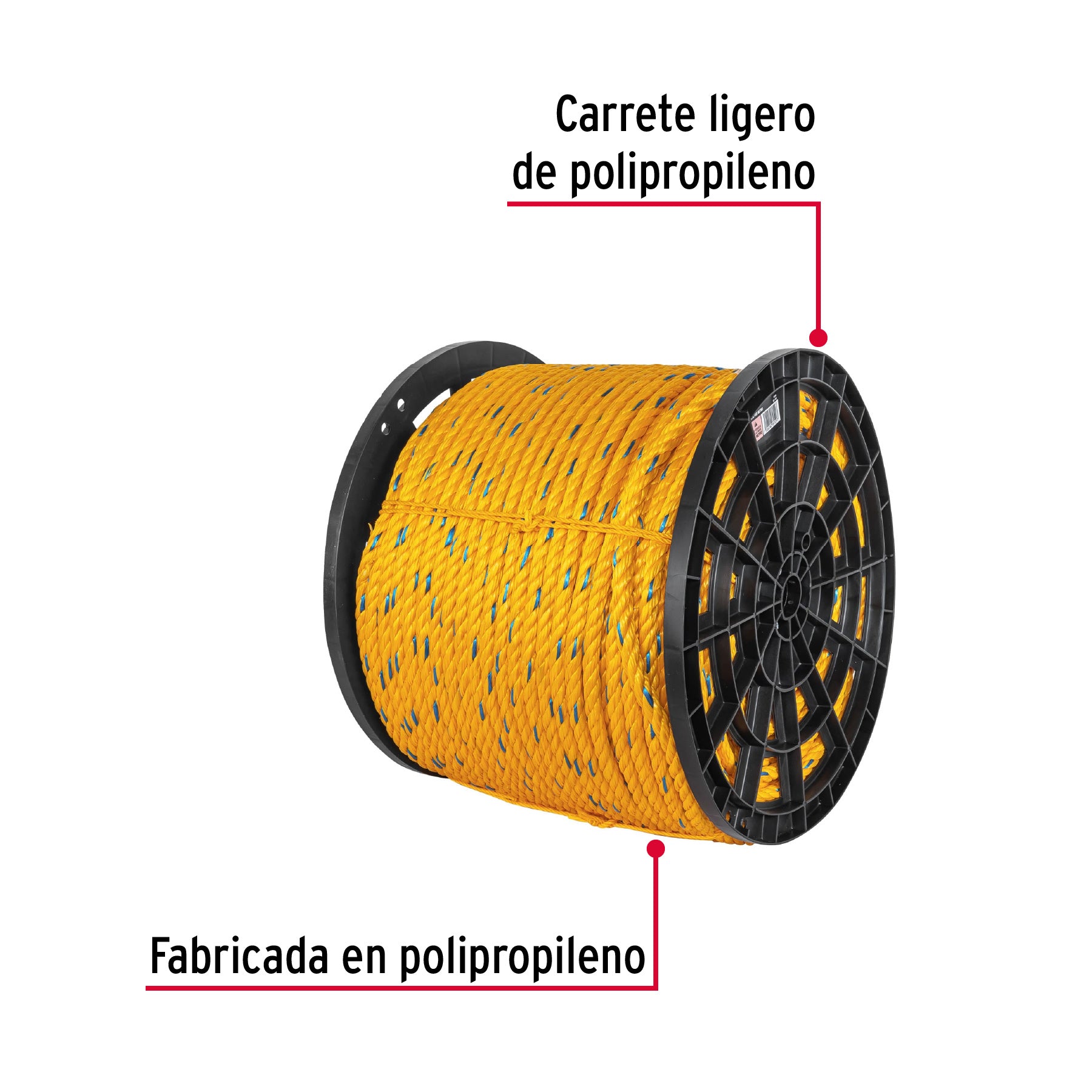 Cuerda de Polipropileno 5/8" (16 mm) Fiero Carrete 264 Metros